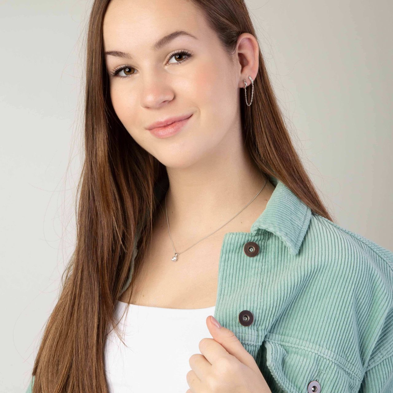 Zilveren ketting & hanger met zirkonia voor dames