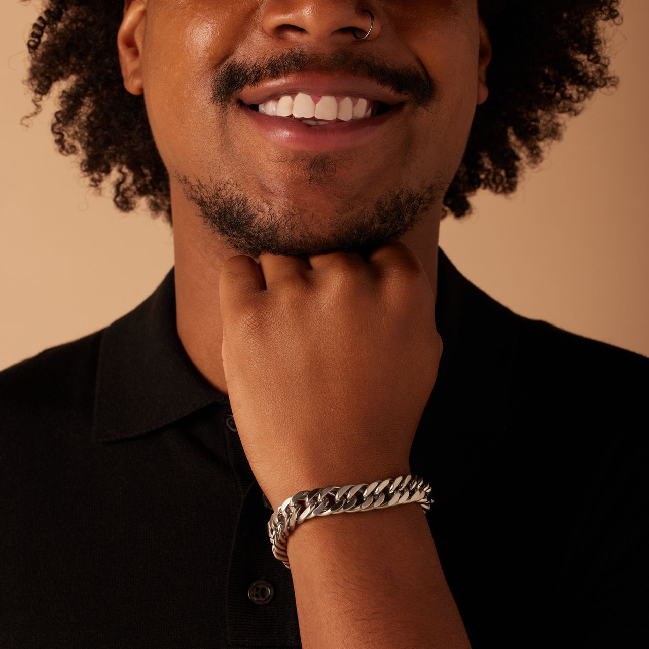 Gerecycled stainless steel herenarmband schakel mat