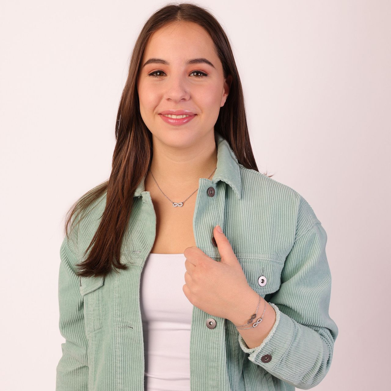 Gerecycleerd stalen armband infinity met kristal