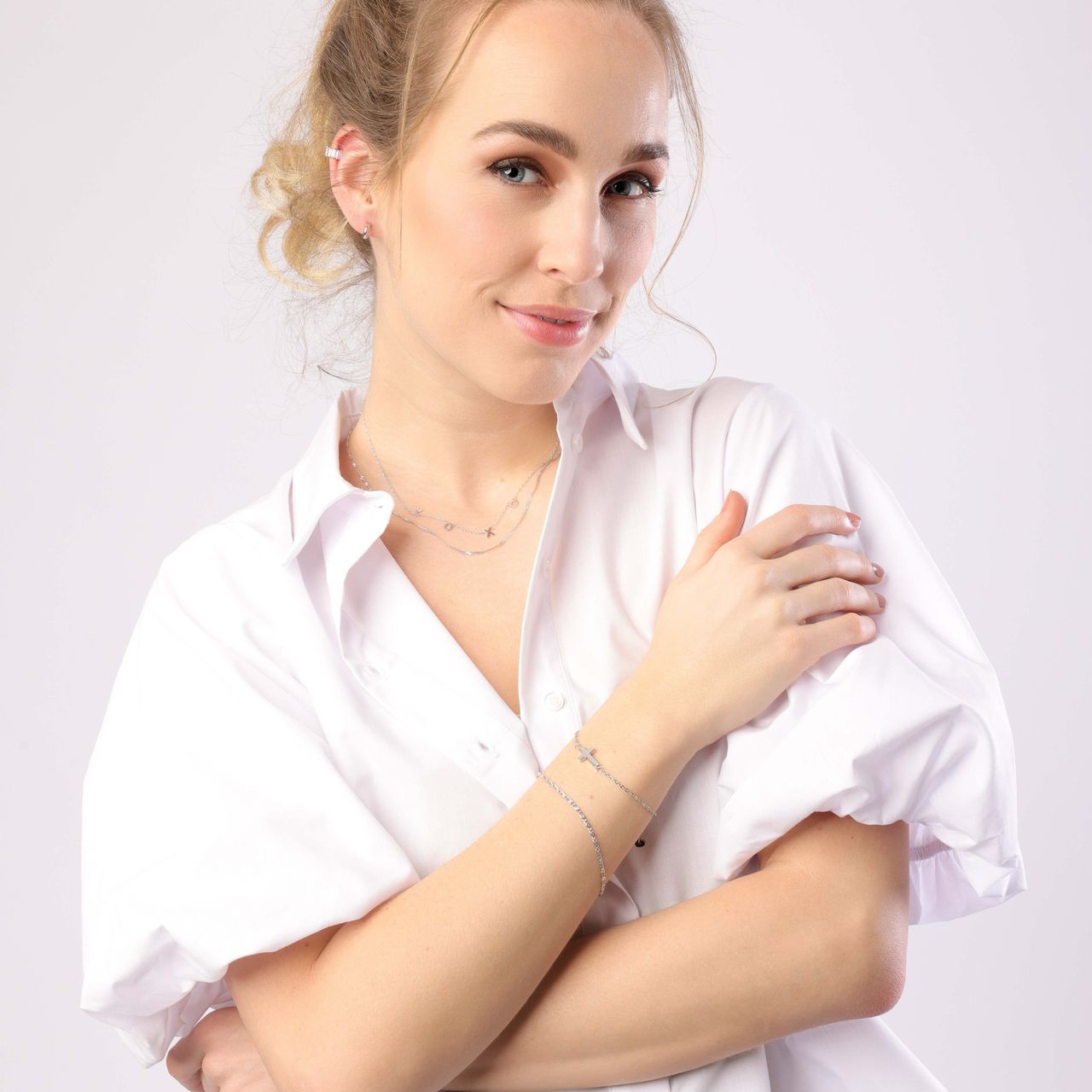 Stainless steel armband kruis