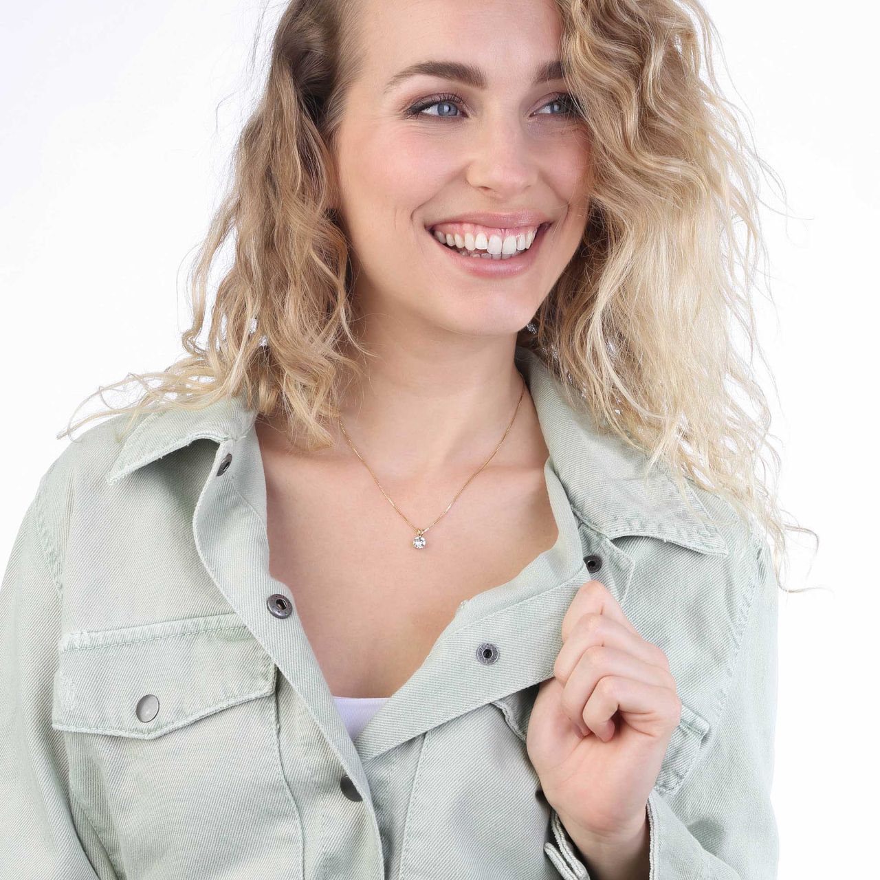 Zilveren ketting&hanger met zirkonia voor dames