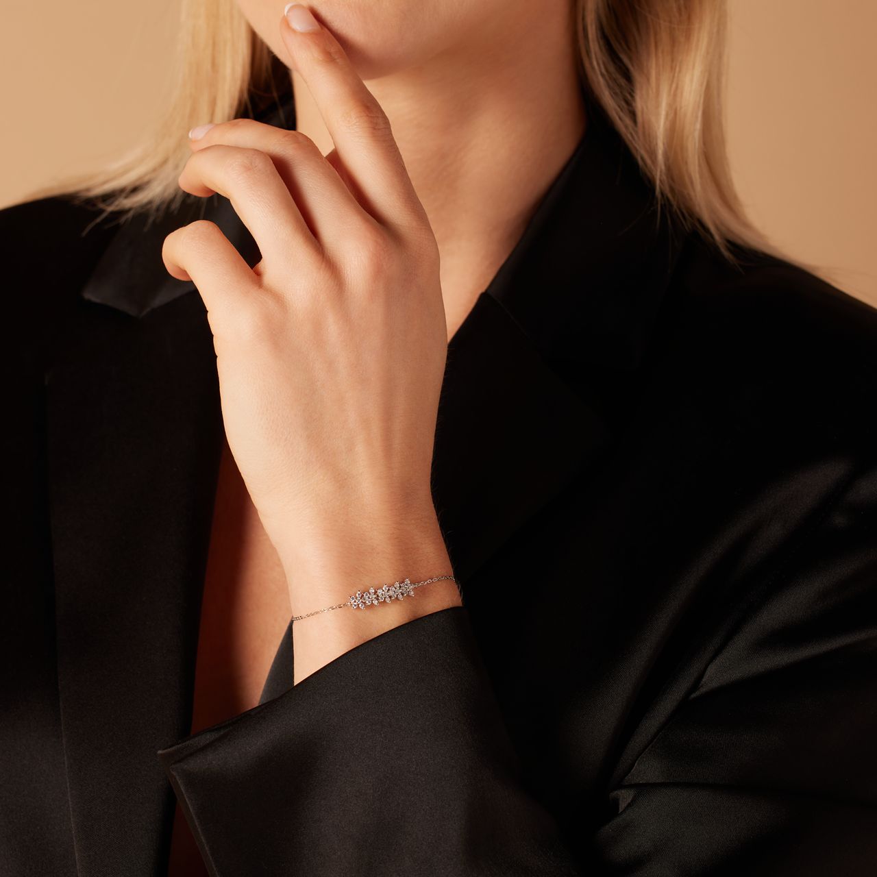 Armband in 925 Silber Blumen mit Zirkonia