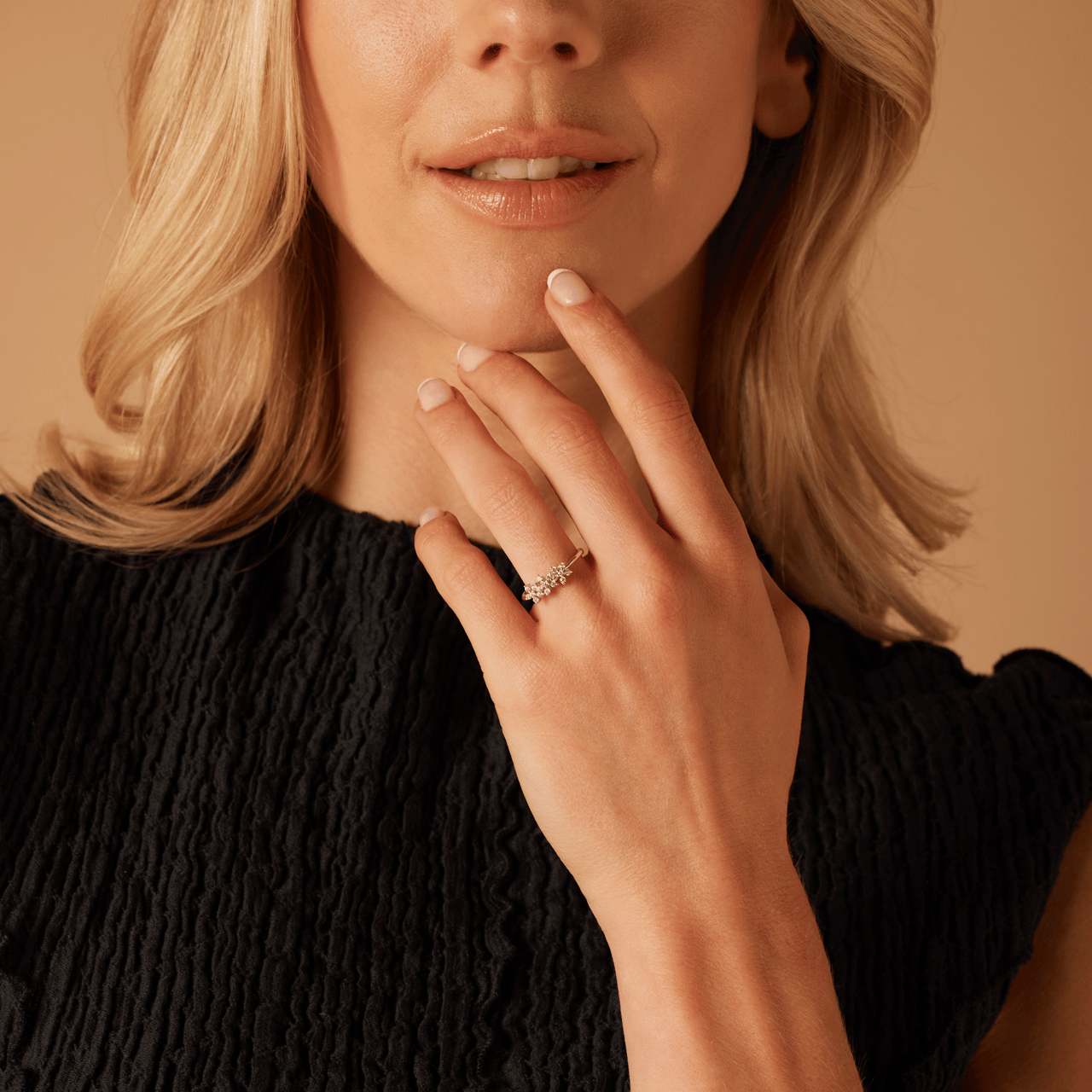 Ring in 925 Silber Blumen mit Zirkonia