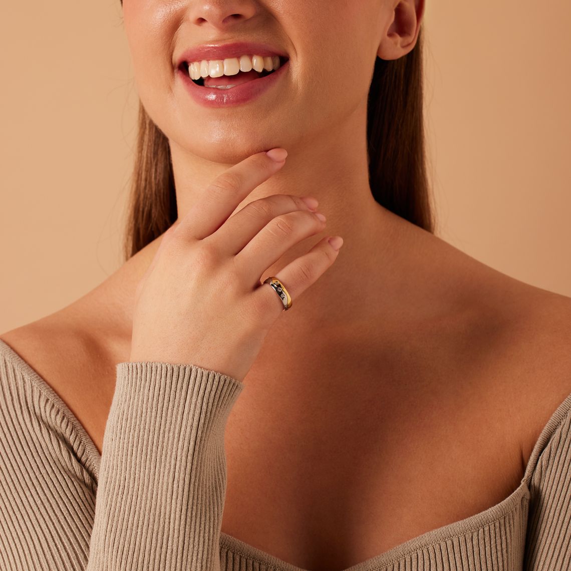 Gerecycleerd stainless steel liefdesring valletta dames zirkonia