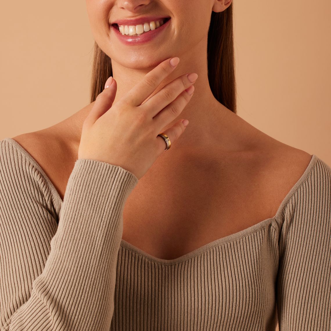 Stainless steel goldplated liefdesring Parijs met zirkonia voor met zirkonia voor dames