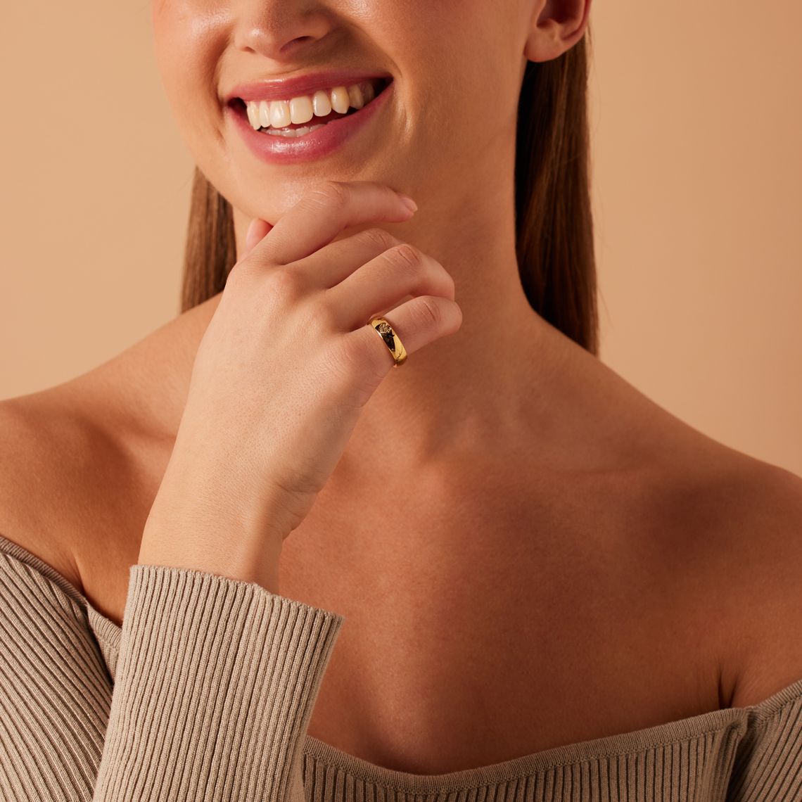 Stalen goldplated vriendschapsring Malaga met zirkonia voor dames