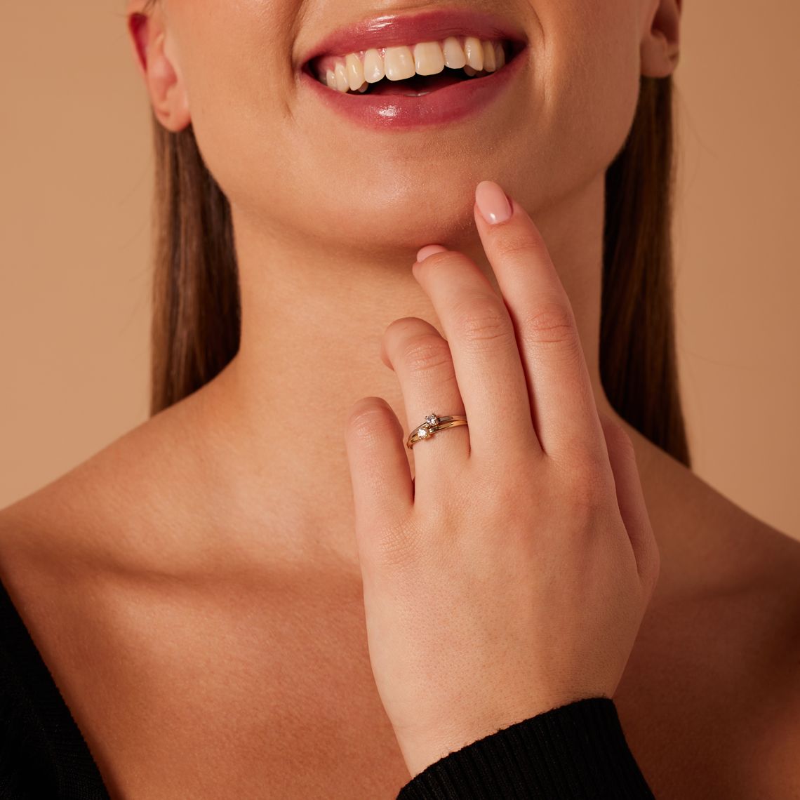 14 karaat bicolor gouden ring met zirkonia