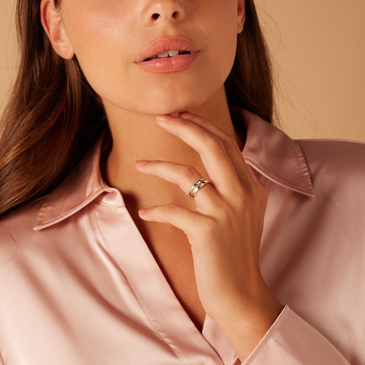 Zweifarbiger Ring, 585 Gold, mit Zirkonia