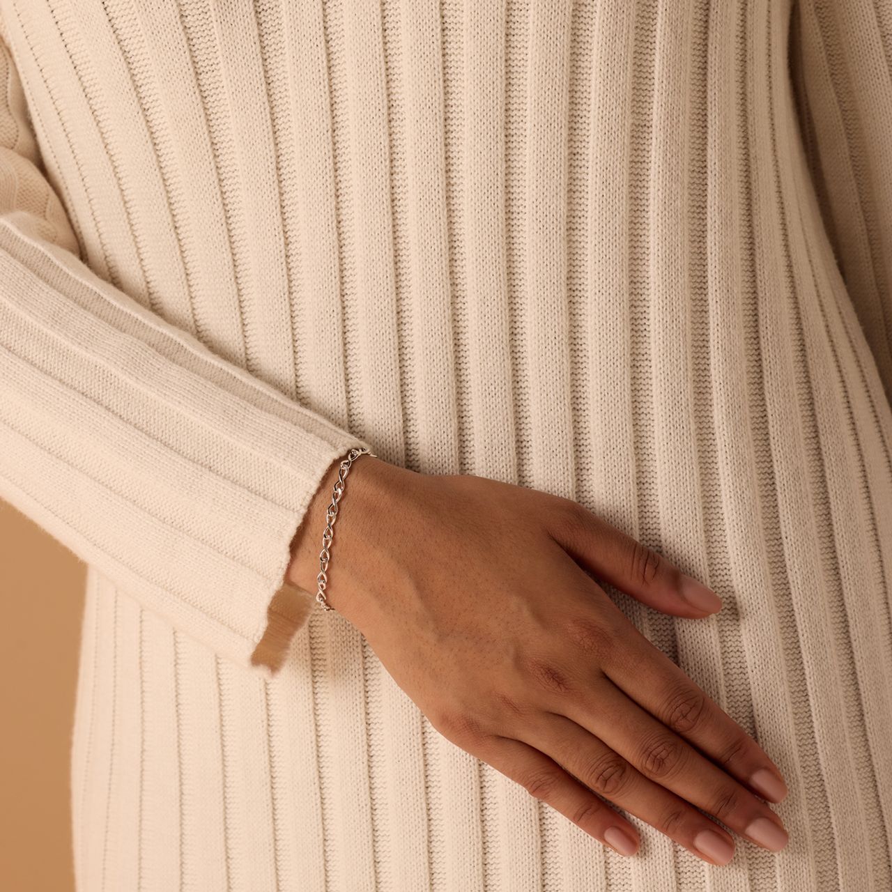 Gerecycleerd zilveren armband infinity schakel