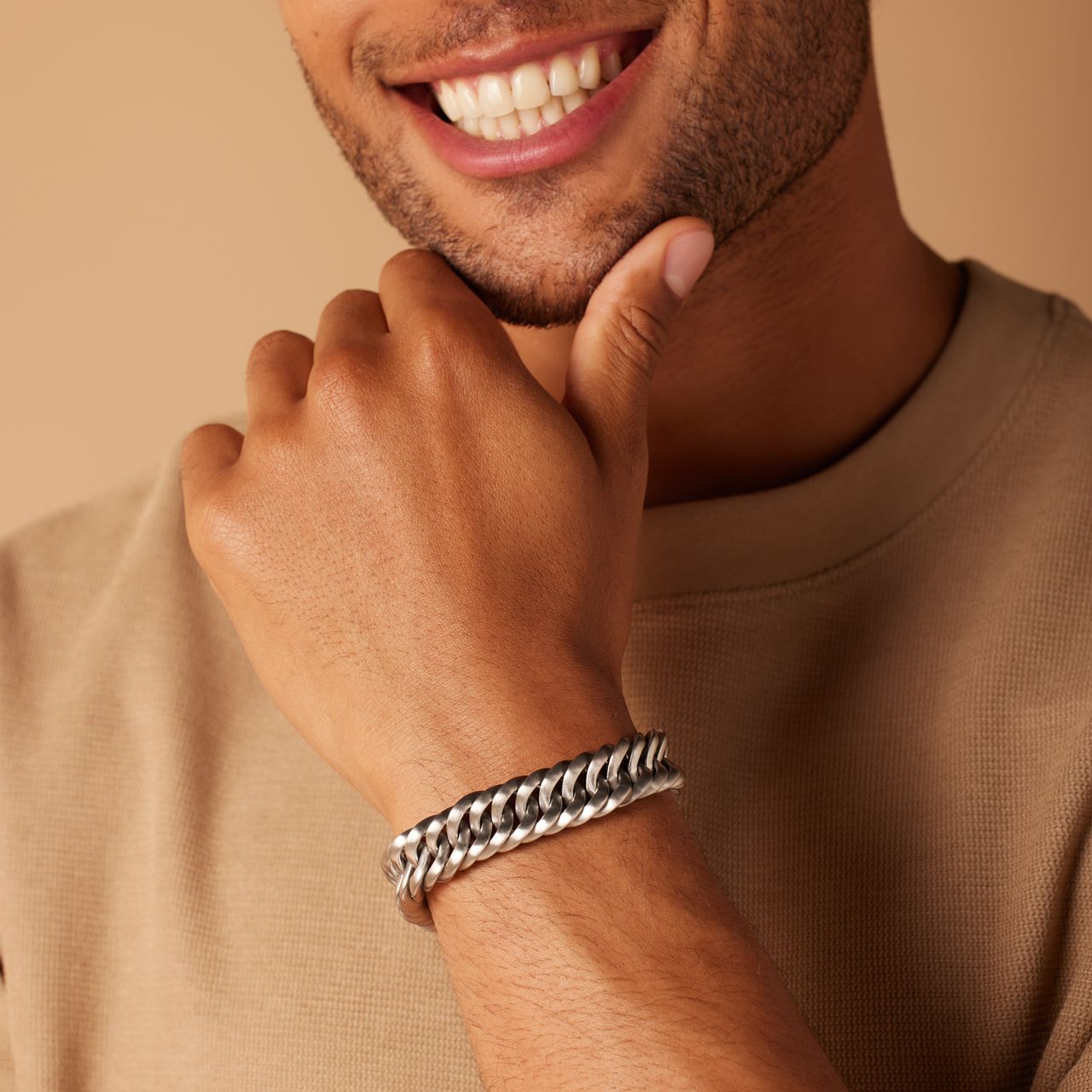 Gliederarmband aus Edelstahl für Herren, matt