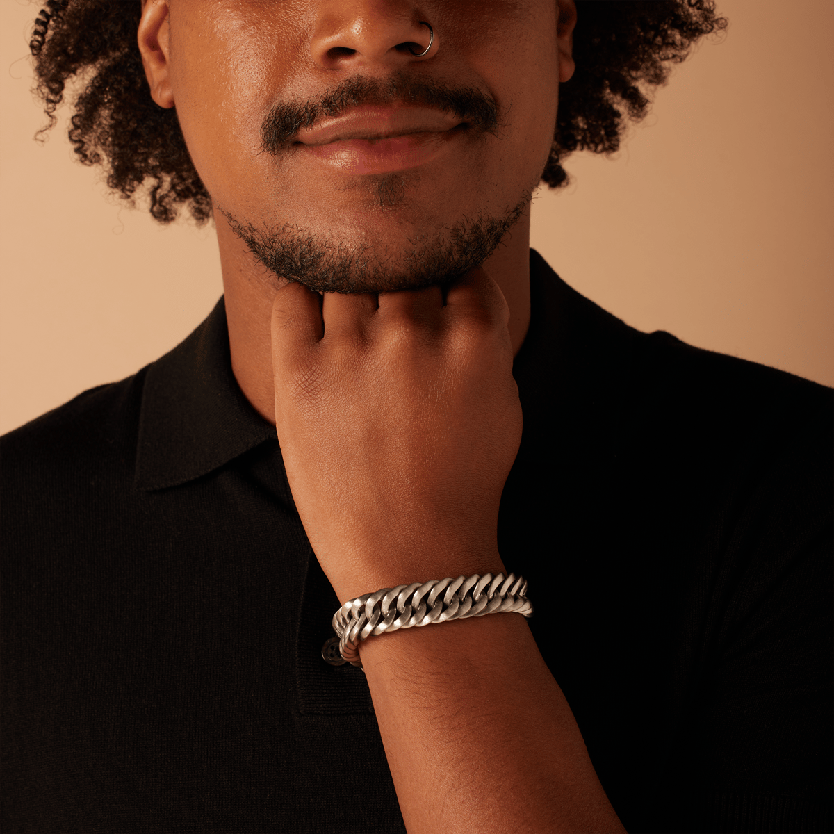 Stainless steel heren schakelarmband mat