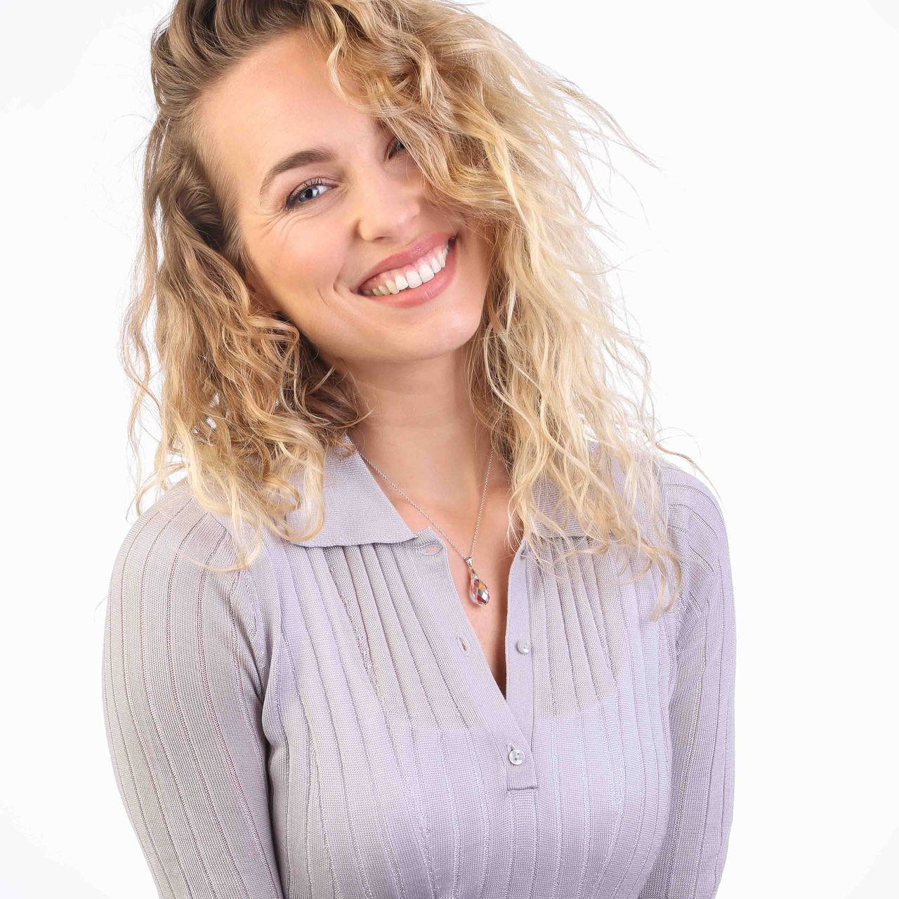 Zilveren set druppel met kristal