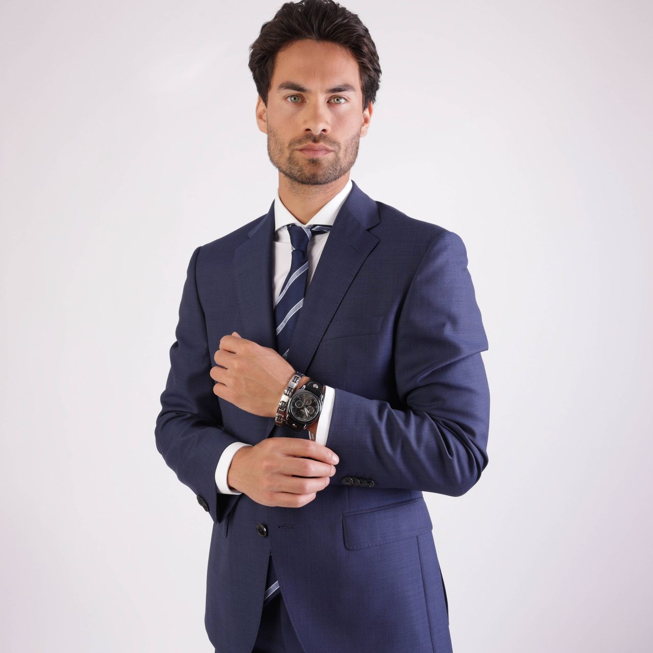 Gerecycleerd stainless steel set armband & regal horloge