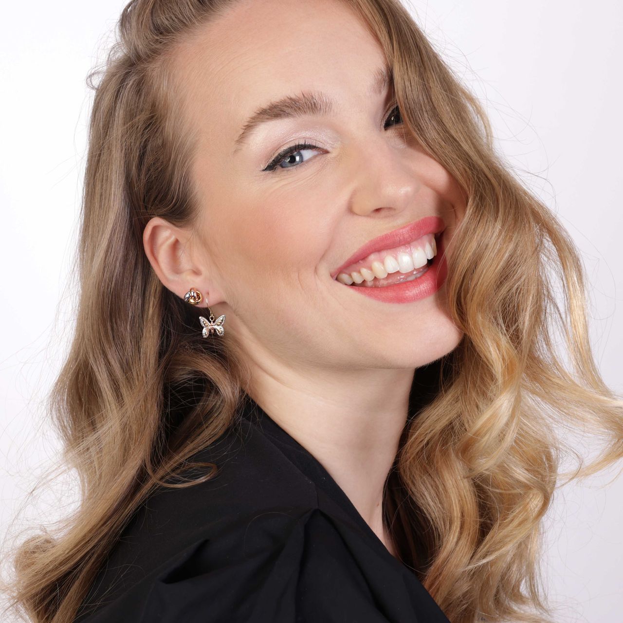 9 karaat oorknoppen tricolor voor dames