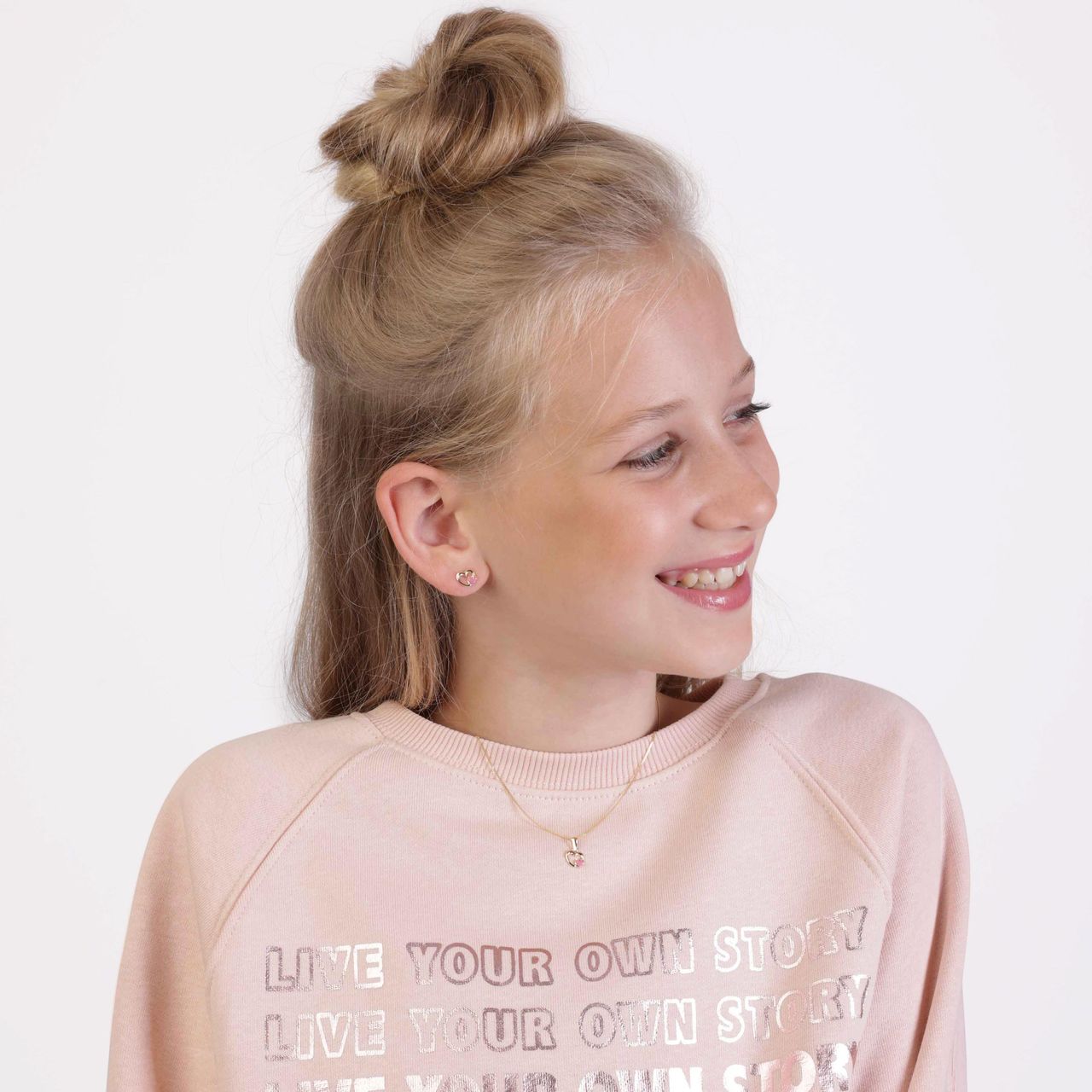 9-karätige Ohrstecker rosa Herz