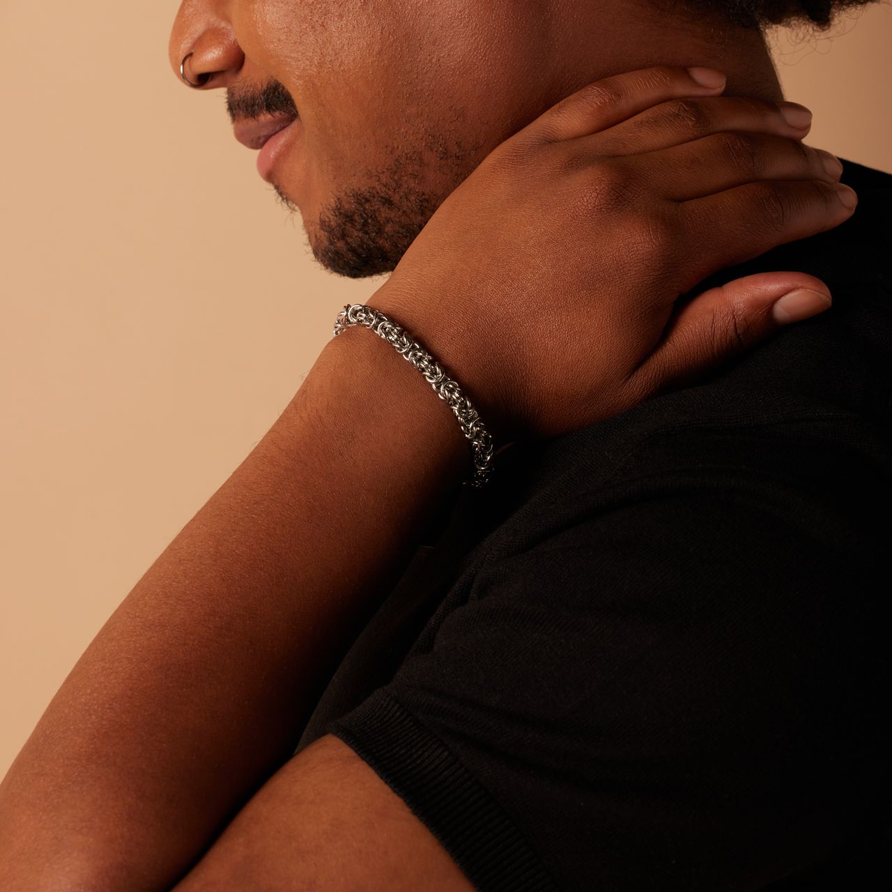 Gerecycled stainless steel armband koningsschakel