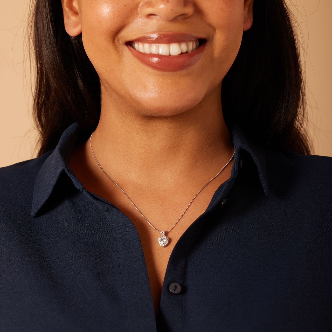 Halskette aus 925er Silber mit Anhänger, Herz, Zirkonia