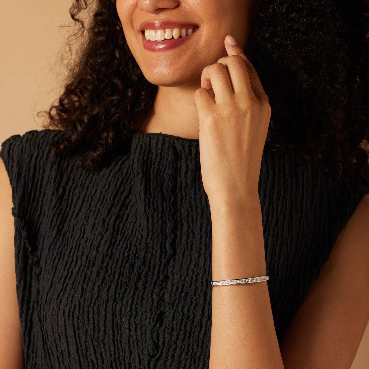 Gerecycled stainless steel kinderarmband wit kristal