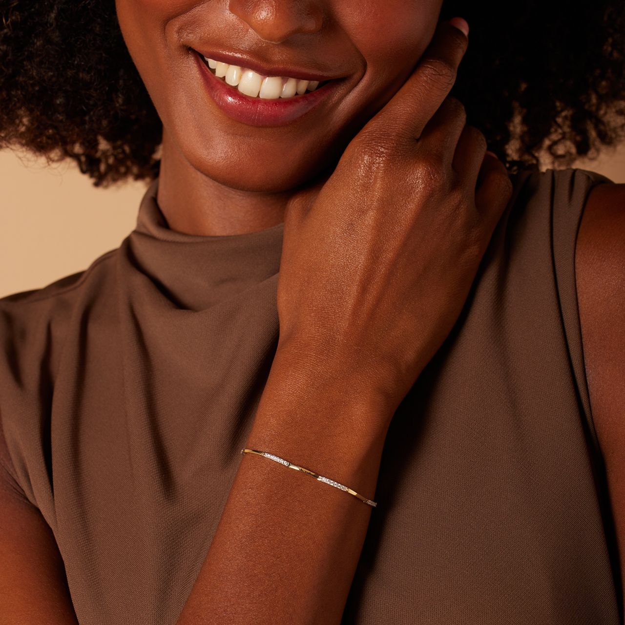 Bicolor-Armband, 585 Gold, Zirkonia