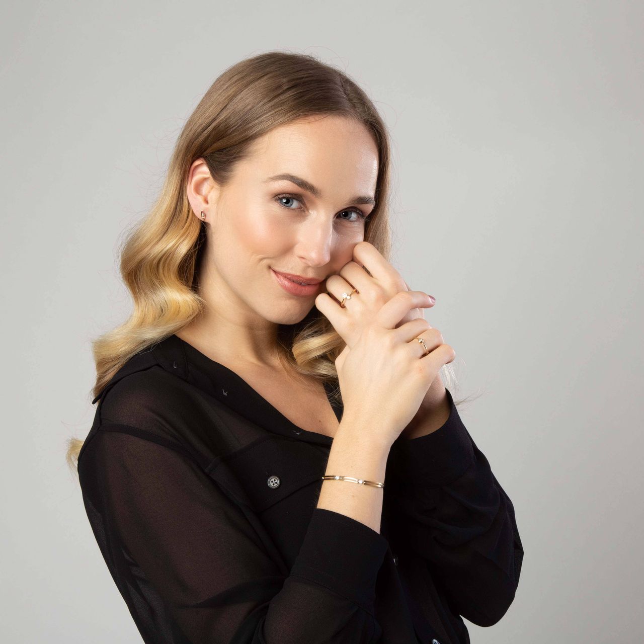 Zweifarbiges Armband, 585 Gold, Fantasie, Zirkonia