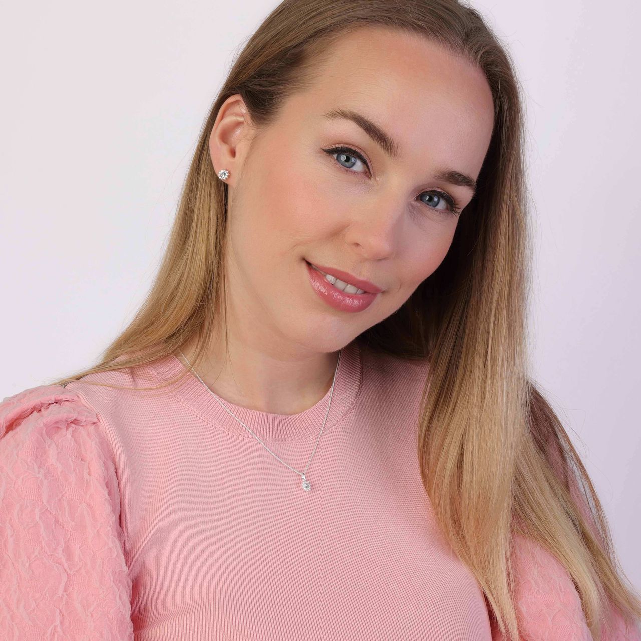 Silber-Set mit hellblauem Zirkonia
