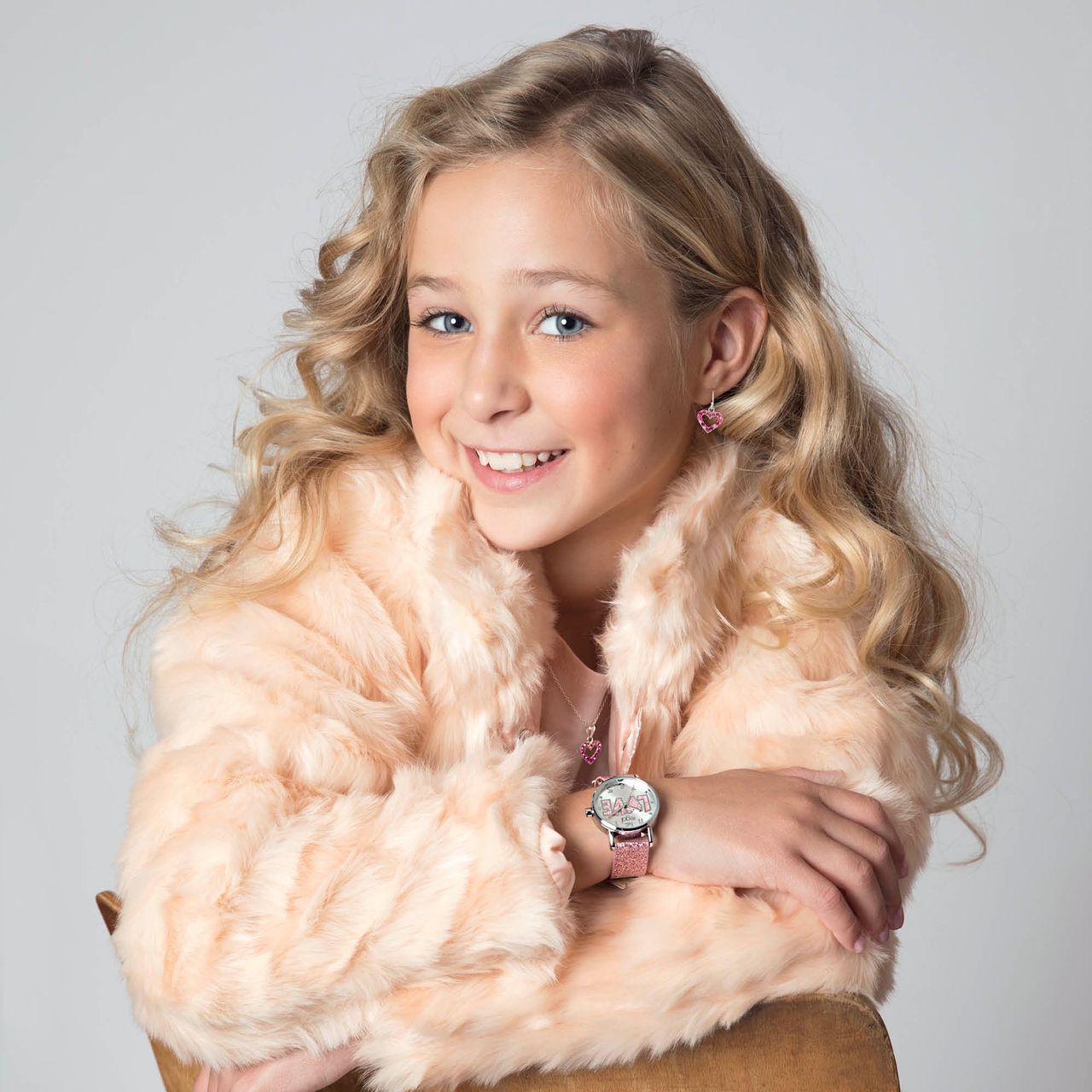Zilveren kinderketting hart fuchsia mix kristal
