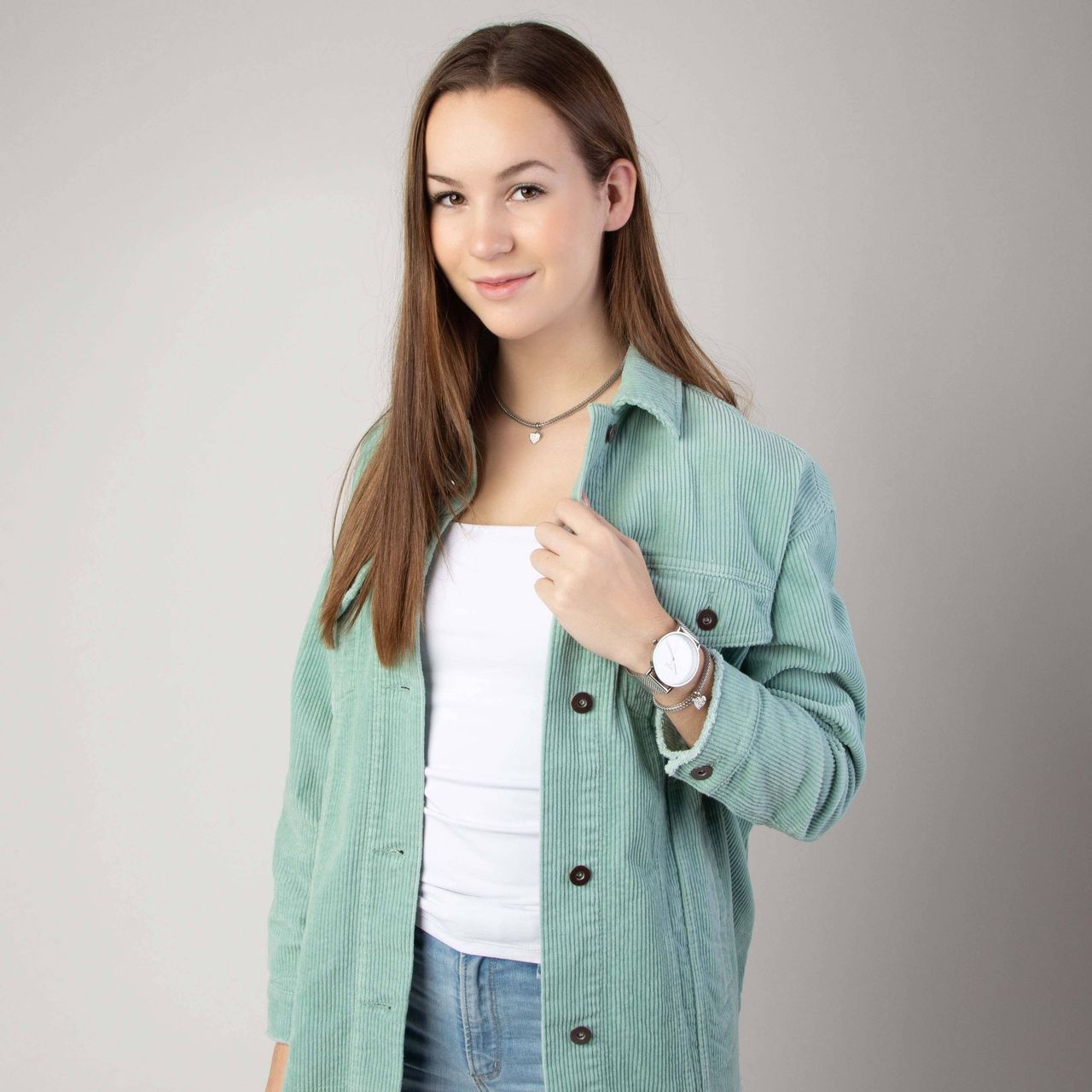 Gerecycled stalen ketting mesh met kristal hart