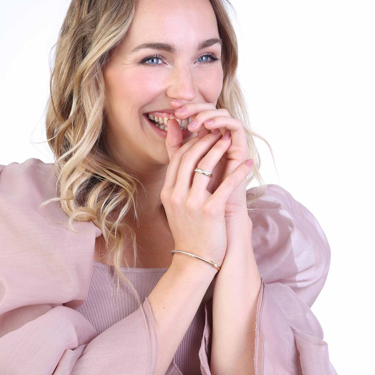 14K bicolor gouden ring met 10 diamanten 0,05ct