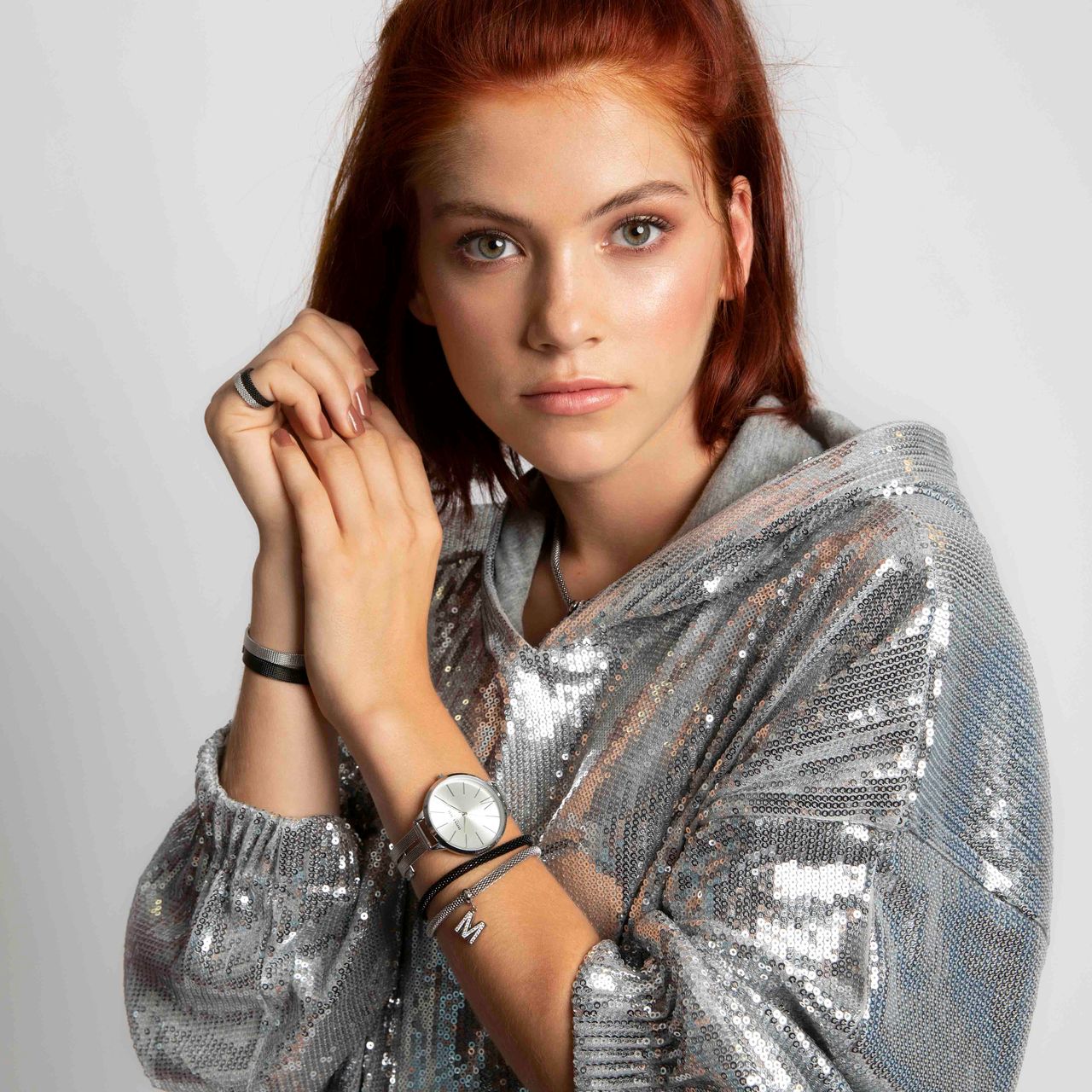 Gerecycleerd stalen armband mesh blackplated