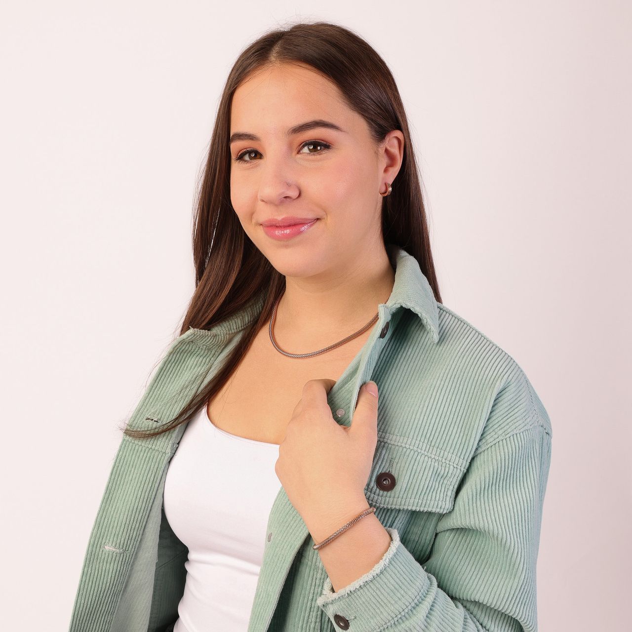 Stainless steel roséplated ketting voor dames