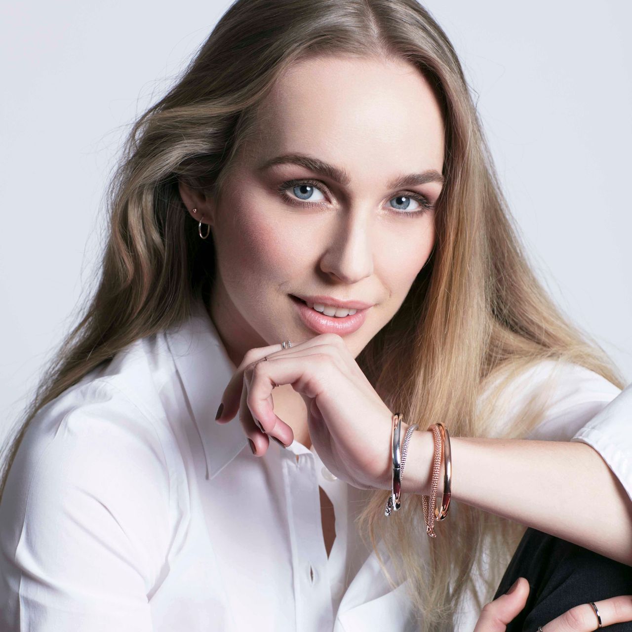 Zilveren roséplated bangle voor dames