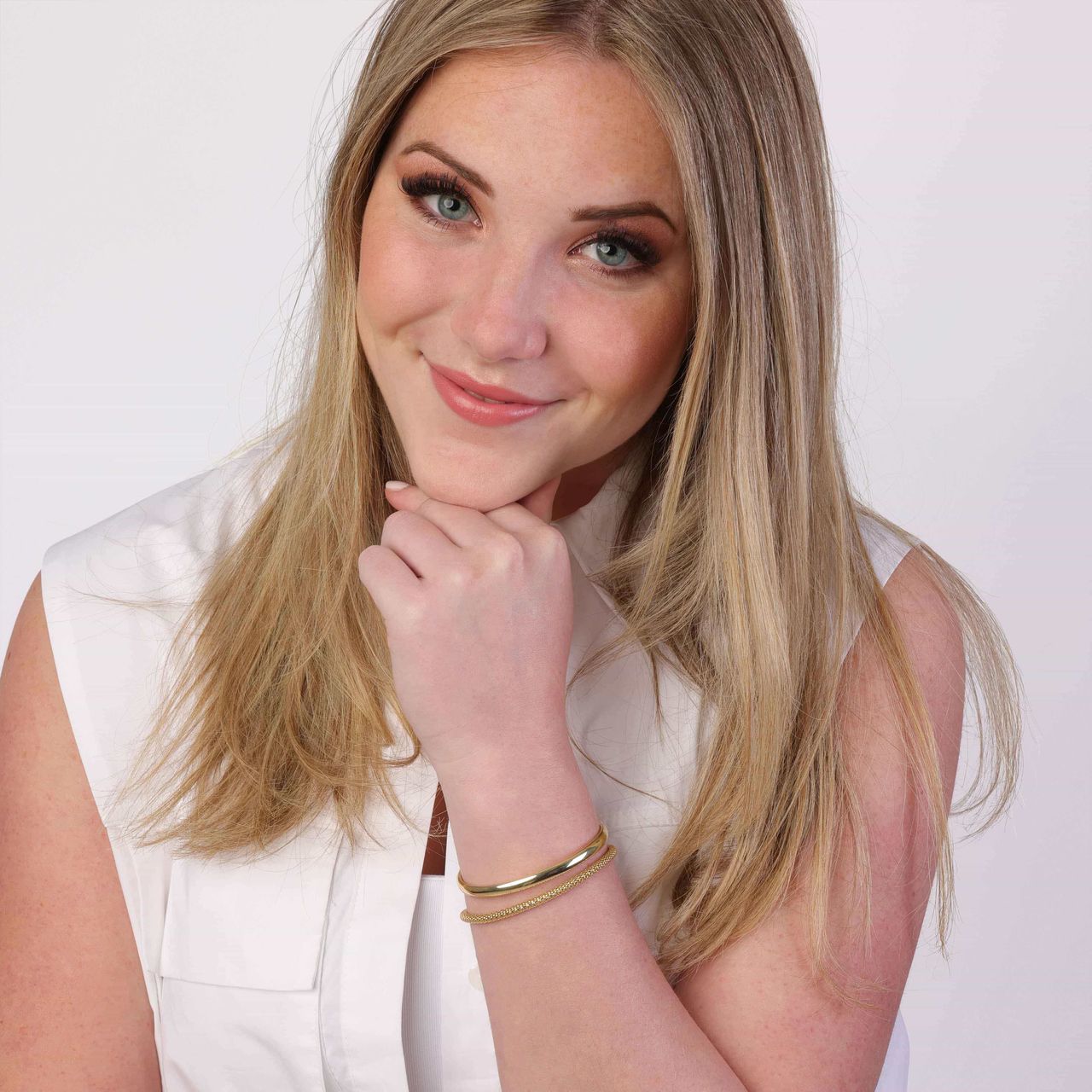 Gerecycleerd zilveren armband popcorn goldplated 3mm