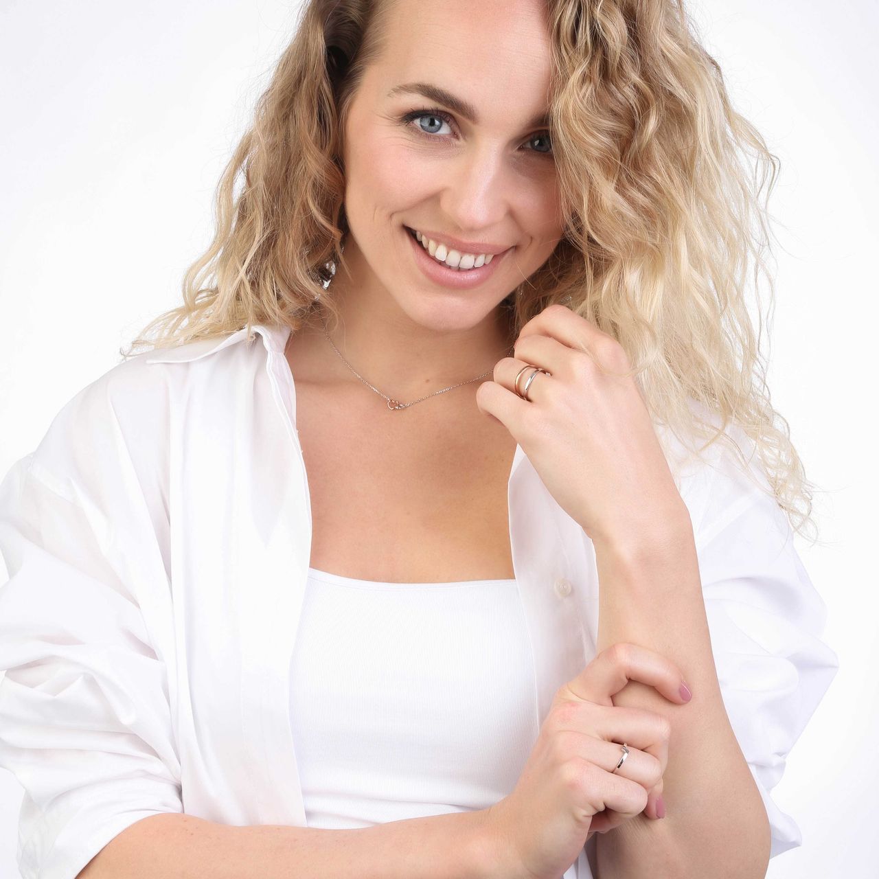Zilveren roséplated ring voor dames