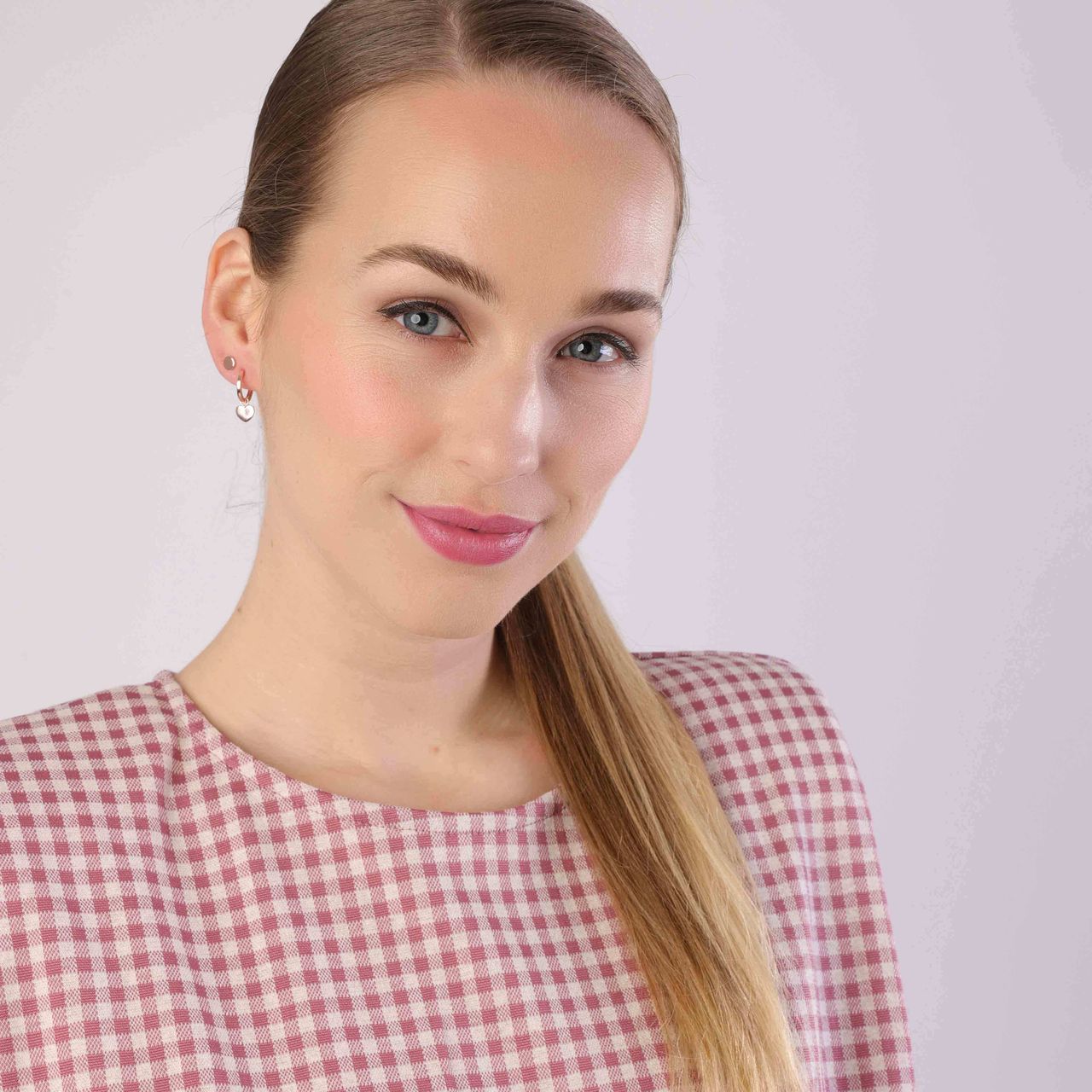 Zilveren roséplated oorringen met hanger hart voor dames