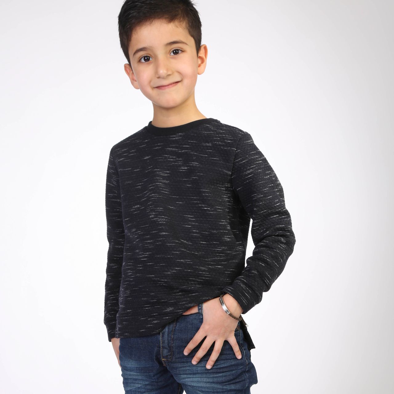 Plattenarmband aus Edelstahl für Jungen, braun mit Text