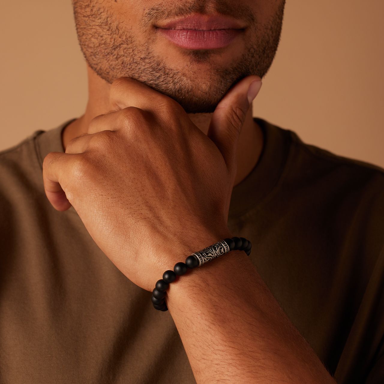 Stainless steel armband met agate stenen