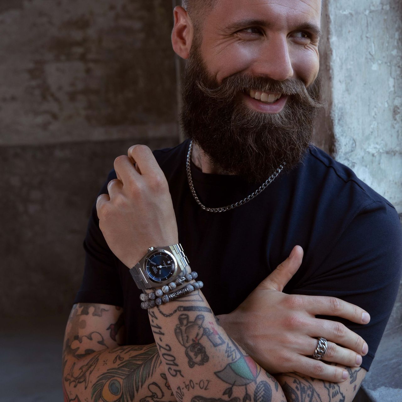 Stainless steel armband met jasper stenen