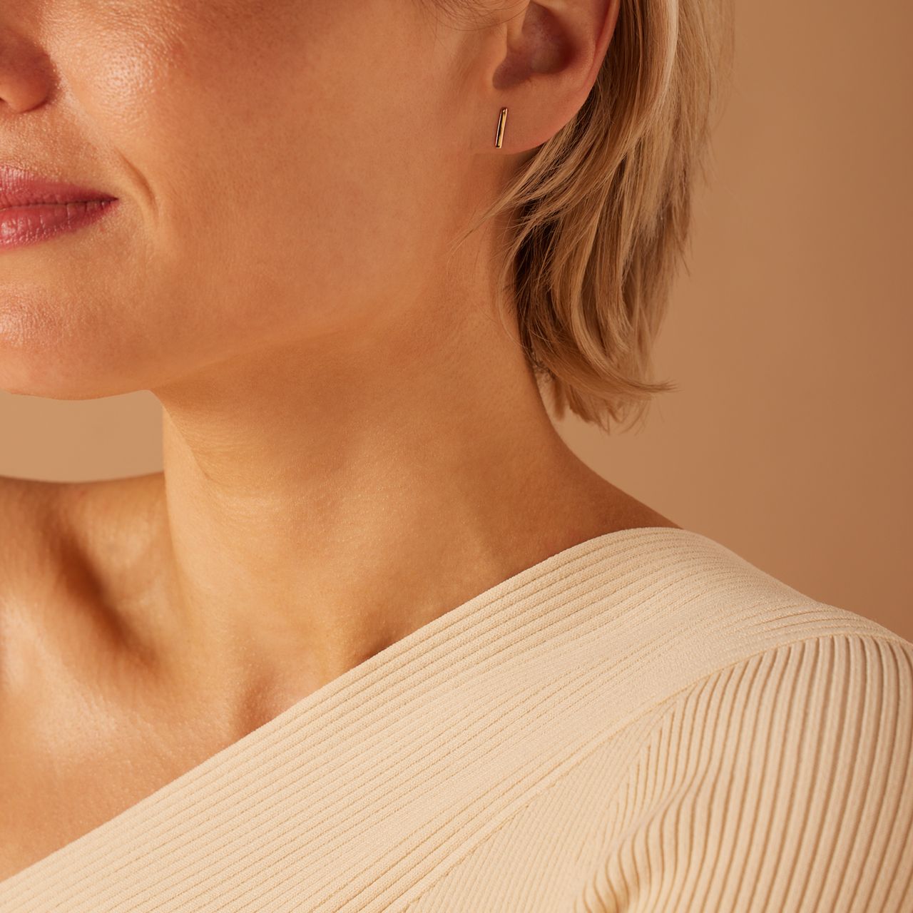 Zilveren oorringen roseplated bar voor dames