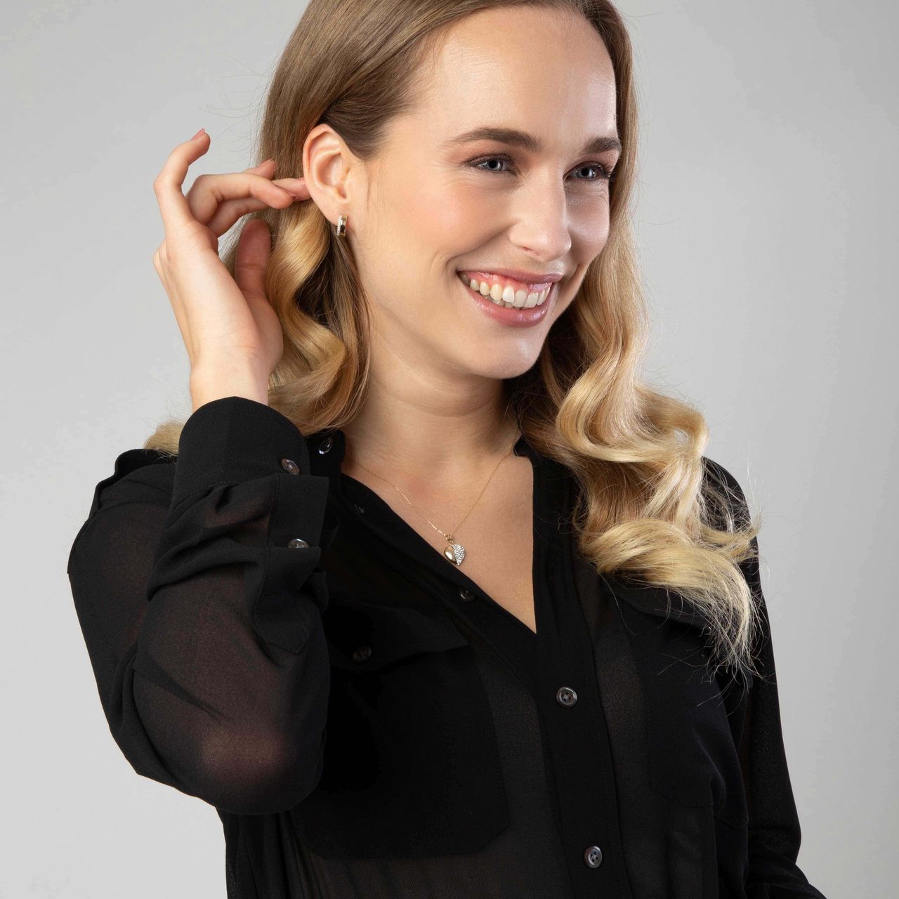 14 Karaat bicolor oorbellen met zirkonia