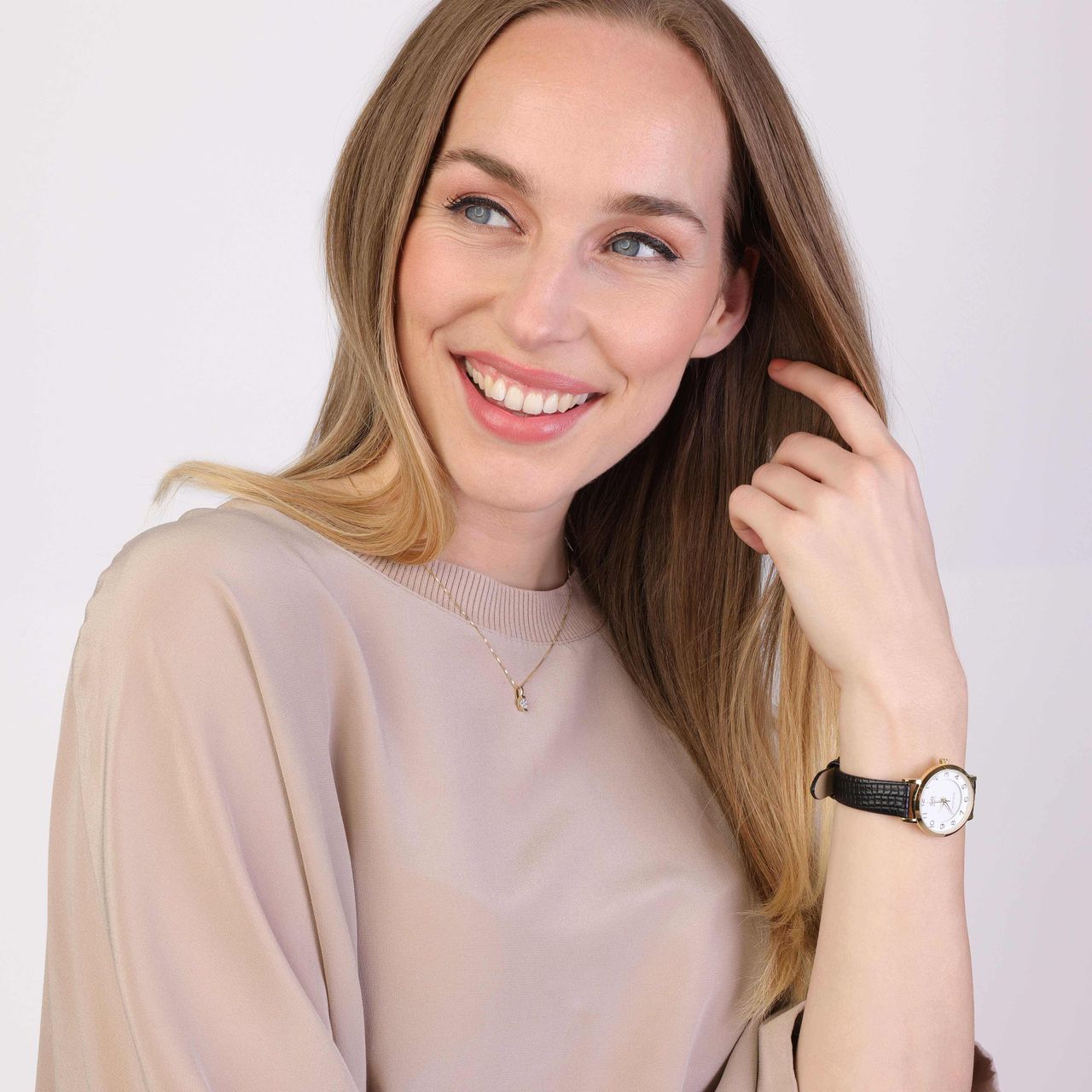 Entourage-Halskette, 585 Gelbgold, Diamant 0,06 kt