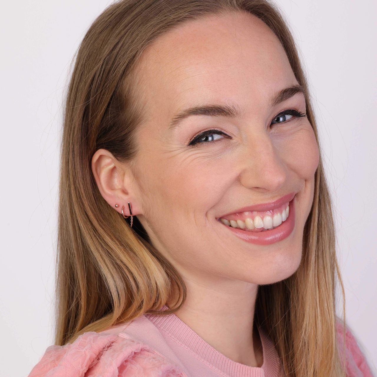 Zilveren roséplated sieradenset voor dames met roseplated oorbellen