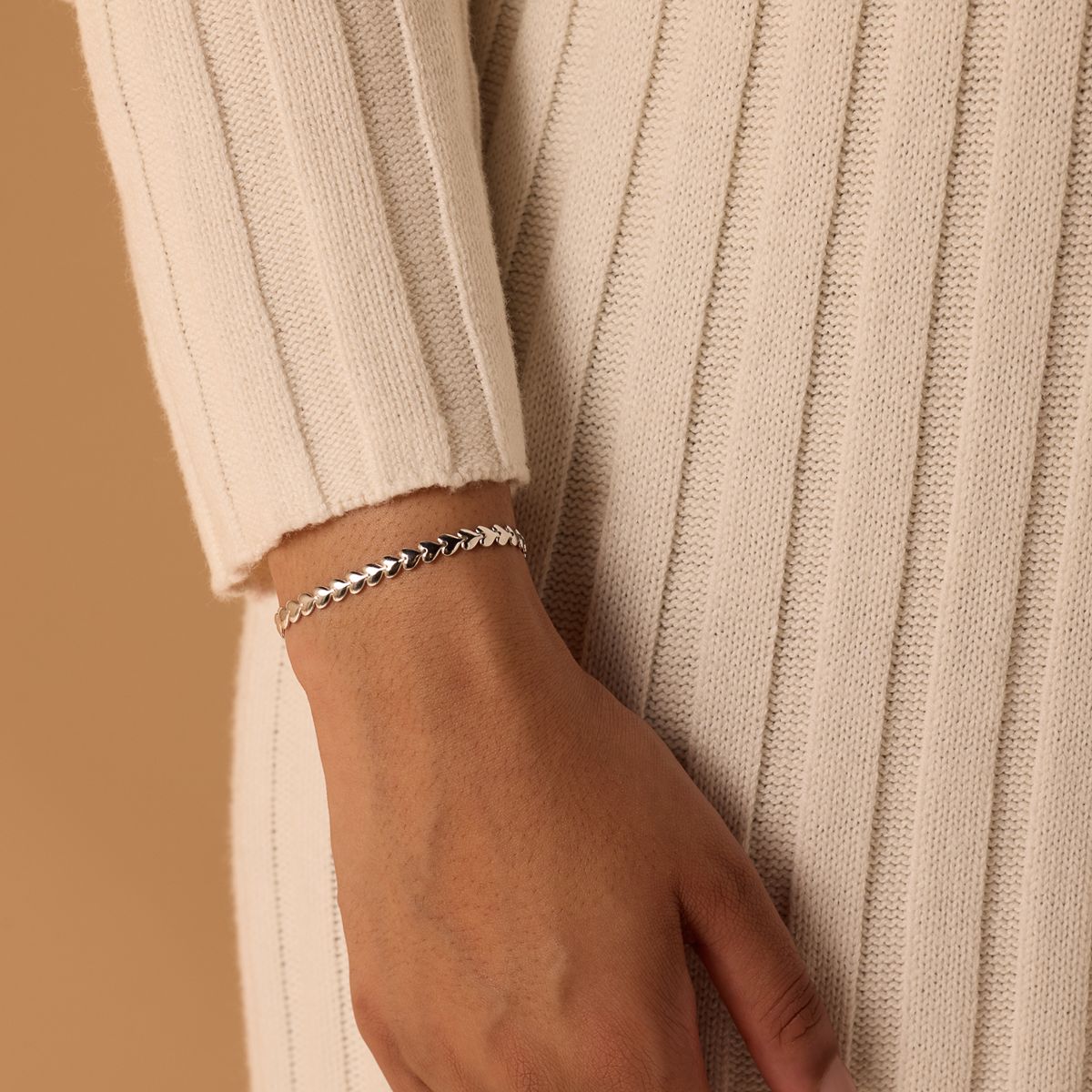 Silber-Armband rhodiniert Herz-Kettenglied