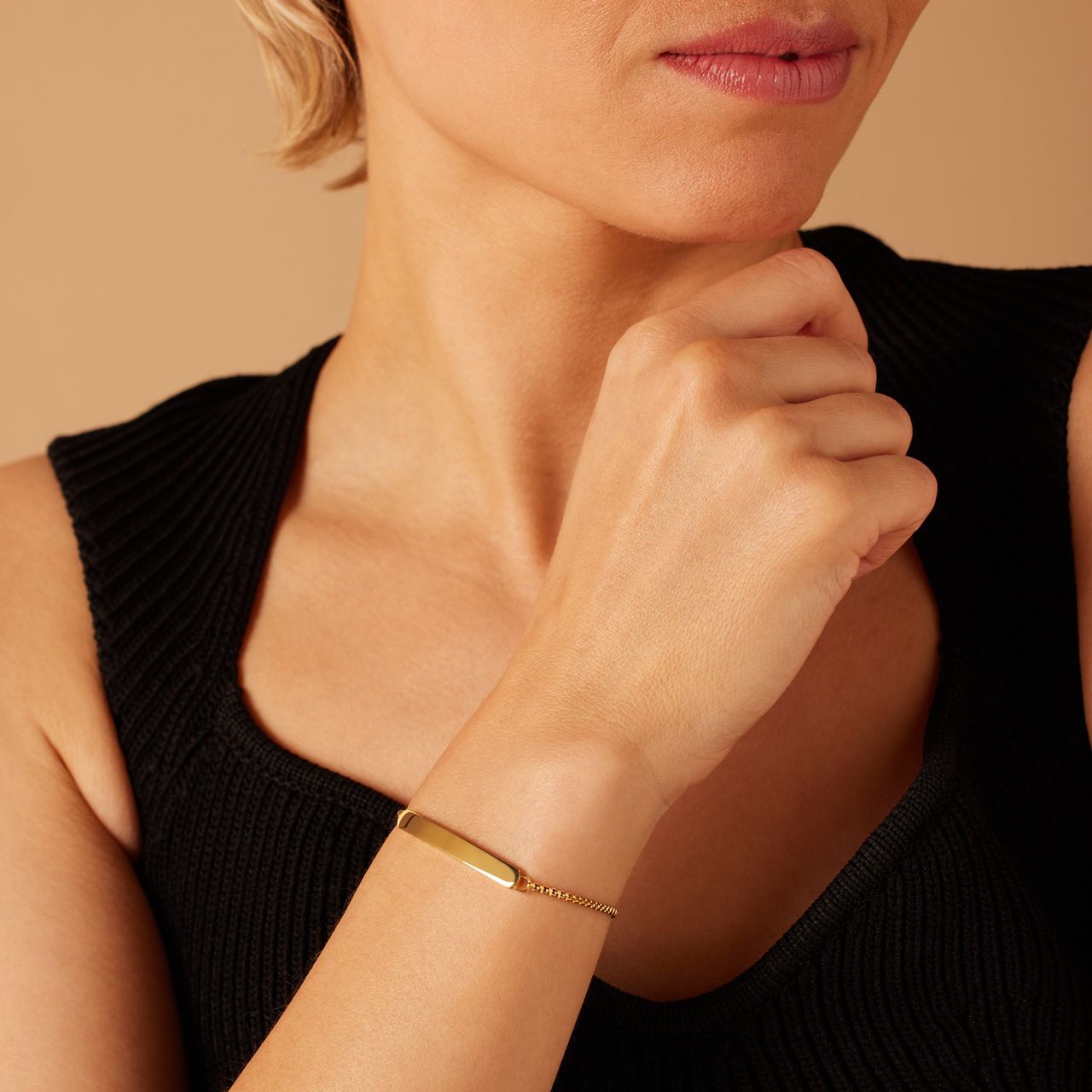 Gerecycleerd stainless steel plaatarmband goldplated