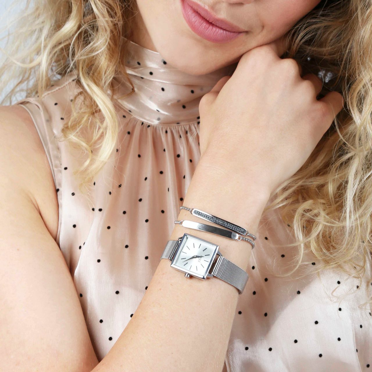 Gerecycled stainless steel plaatarmband black diamond kristal