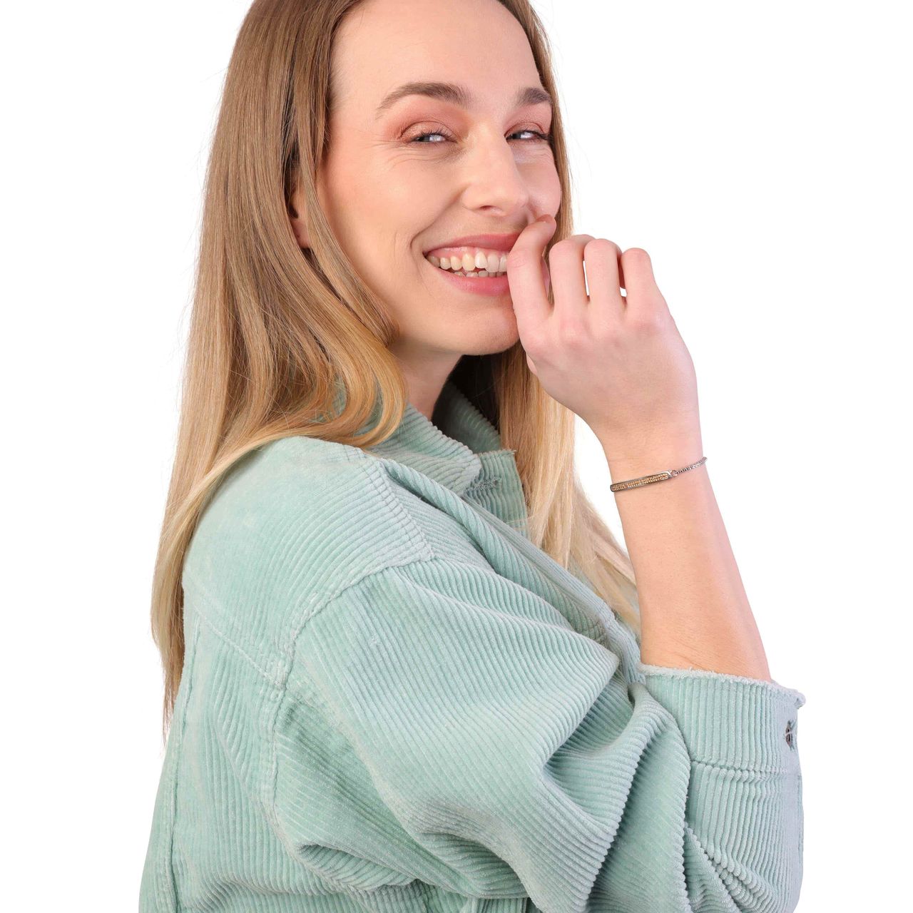 Gerecycled stainless steel plaatarmband smoked topaz kristal