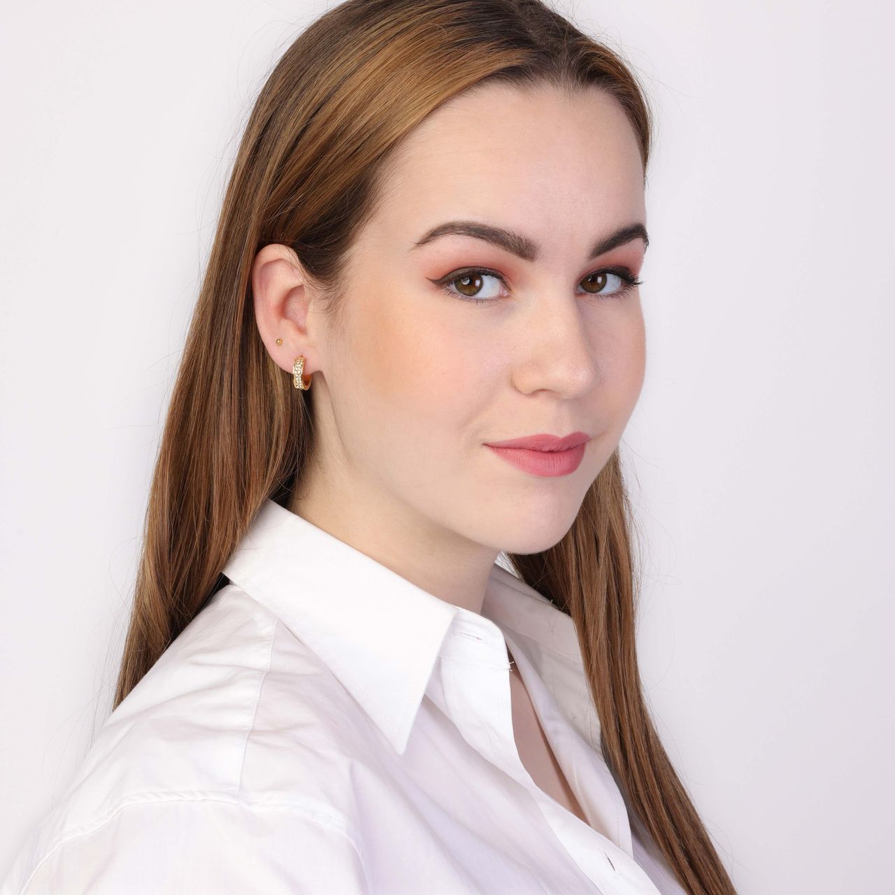 Stainless steel goldplated oorringen met light colorado kristal voor dames