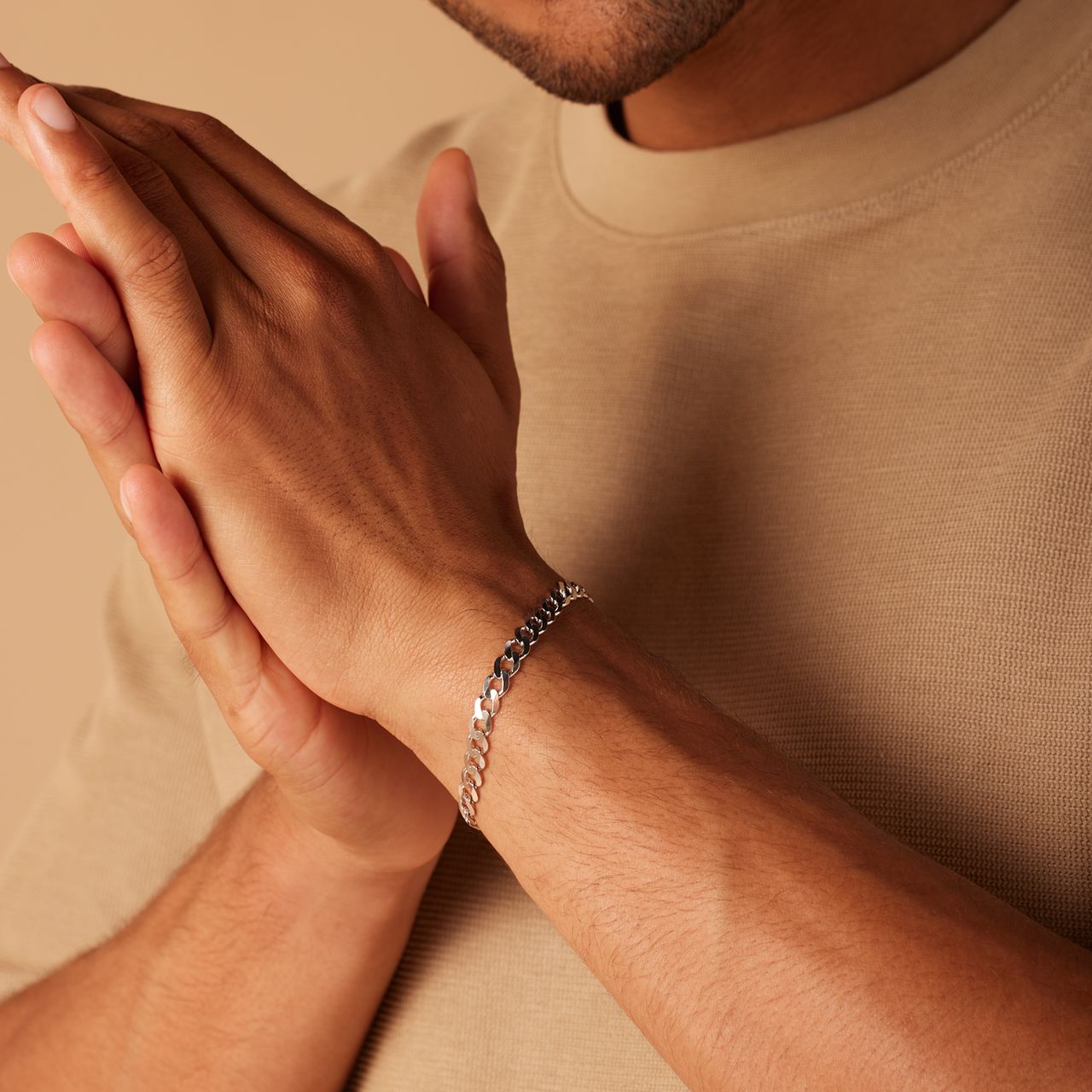 Silbernes Herrenarmband mit Gourmetglied