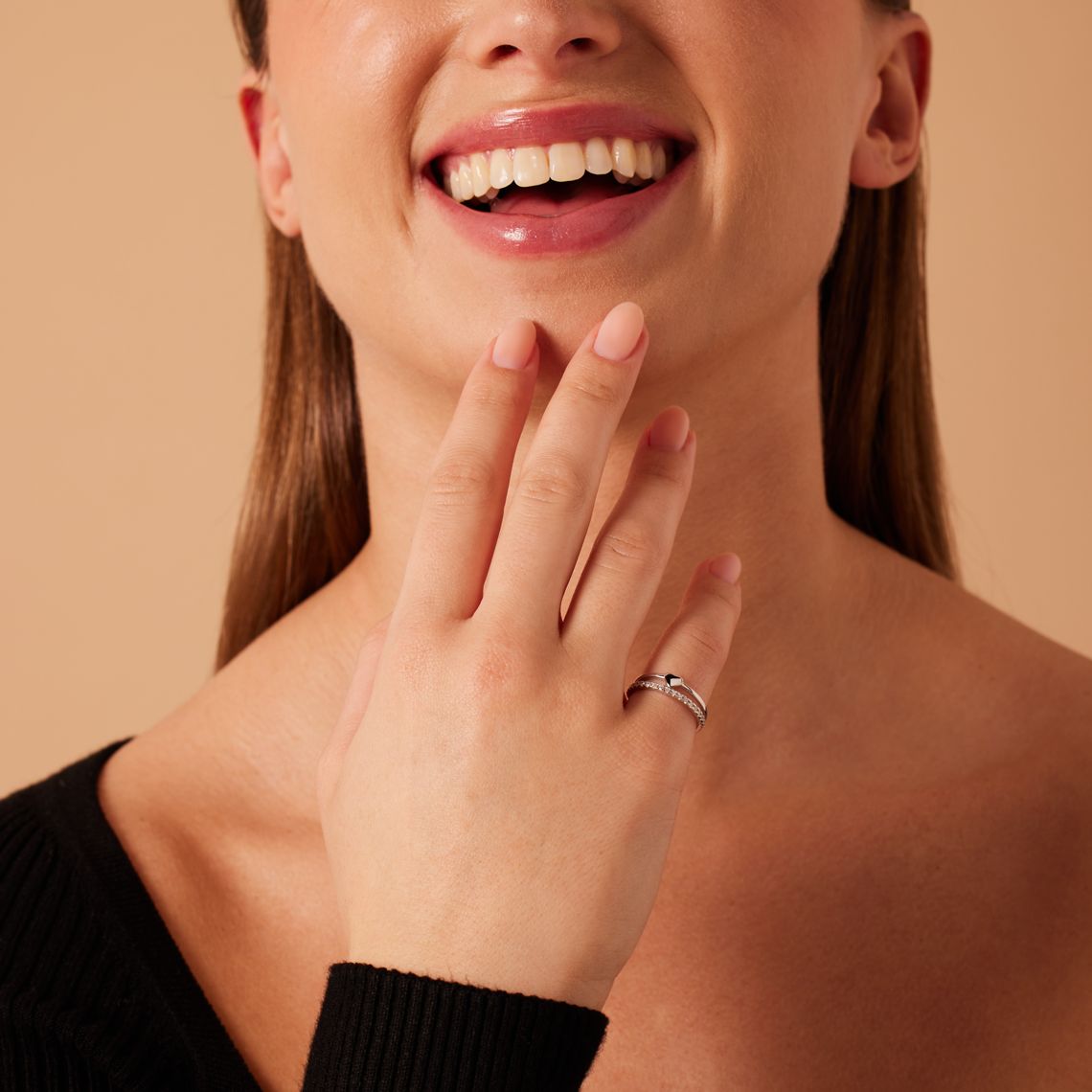 Silberner Kinderring doppelt mit Herz und Zirkonia