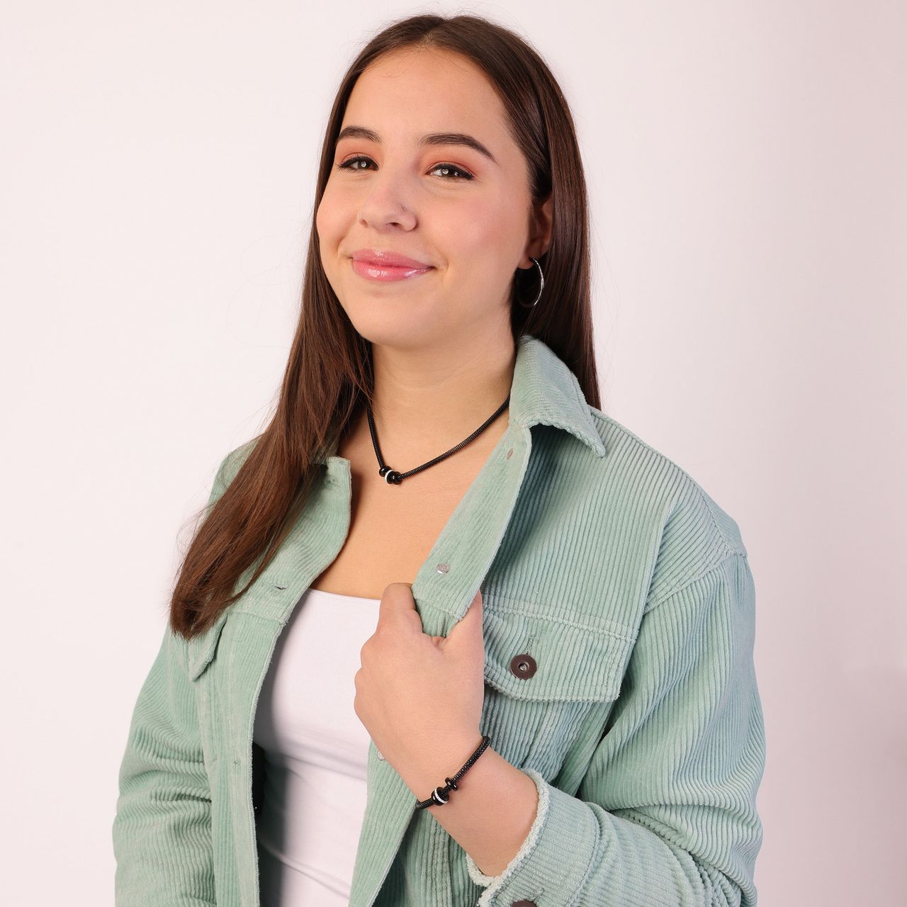 Gerecycleerd stalen ketting mesh blackplated met kristal