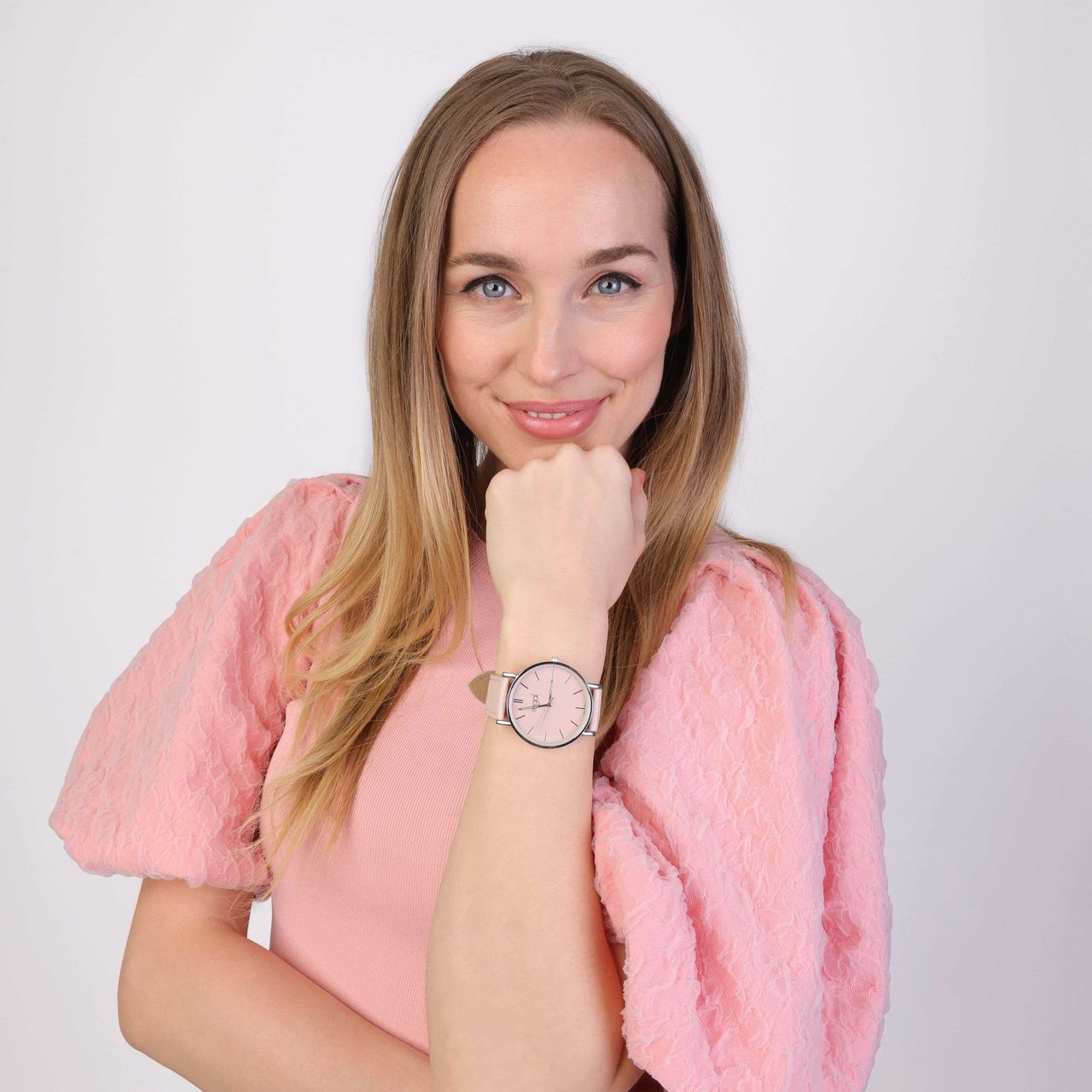 Regal Armbanduhr mit rosafarbenem PU-Lederarmband